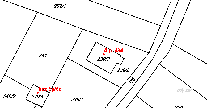 Malé Hoštice 434, Opava na parcele st. 239/3 v KÚ Malé Hoštice, Katastrální mapa