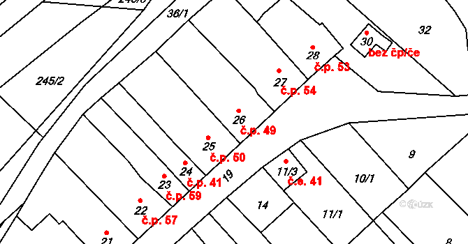 Rebešovice 49 na parcele st. 26 v KÚ Rebešovice, Katastrální mapa