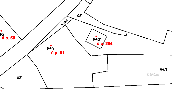 Chornice 264 na parcele st. 94/2 v KÚ Chornice, Katastrální mapa