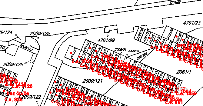 Chomutov 1031 na parcele st. 4701/7 v KÚ Chomutov I, Katastrální mapa