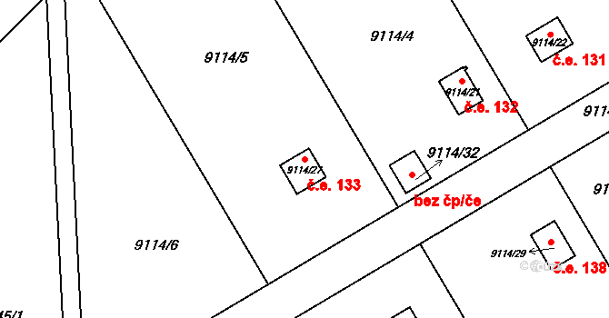 Žďár nad Sázavou 1 133, Žďár nad Sázavou na parcele st. 9114/27 v KÚ Město Žďár, Katastrální mapa