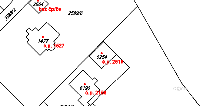Cheb 2518 na parcele st. 6254 v KÚ Cheb, Katastrální mapa