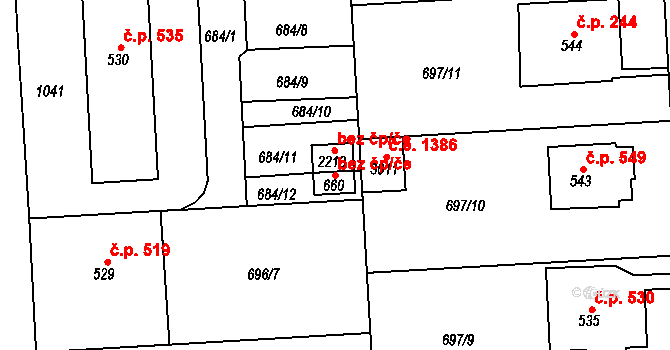 Sezimovo Ústí 40921735 na parcele st. 660 v KÚ Sezimovo Ústí, Katastrální mapa