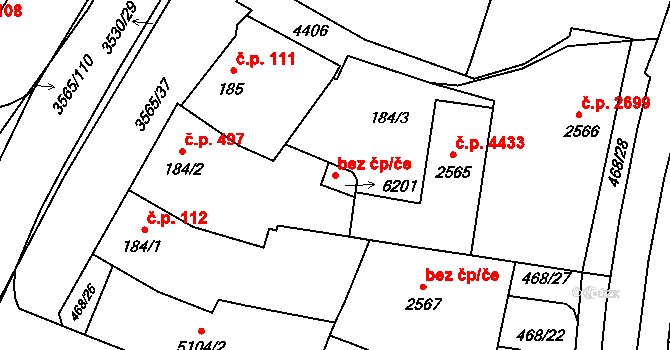 Zlín 41181735 na parcele st. 6201 v KÚ Zlín, Katastrální mapa