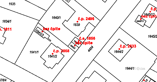 Teplice 1856 na parcele st. 1640/4 v KÚ Teplice, Katastrální mapa