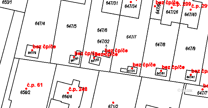 Hodonice 47494735 na parcele st. 647/32 v KÚ Hodonice, Katastrální mapa