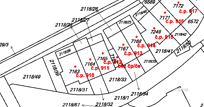 Beroun-Závodí 912, Beroun na parcele st. 7165 v KÚ Beroun, Katastrální mapa