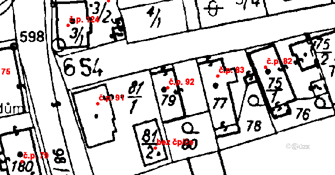 Druztová 92 na parcele st. 79 v KÚ Druztová, Katastrální mapa