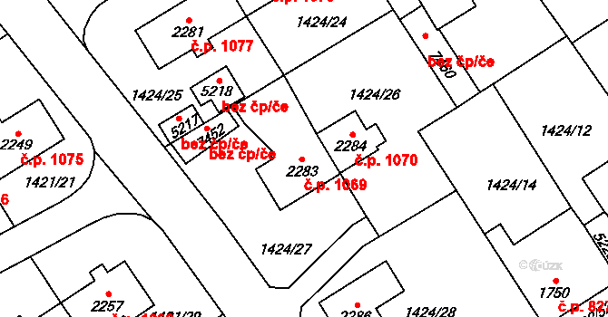 Beroun-Město 1069, Beroun na parcele st. 2283 v KÚ Beroun, Katastrální mapa