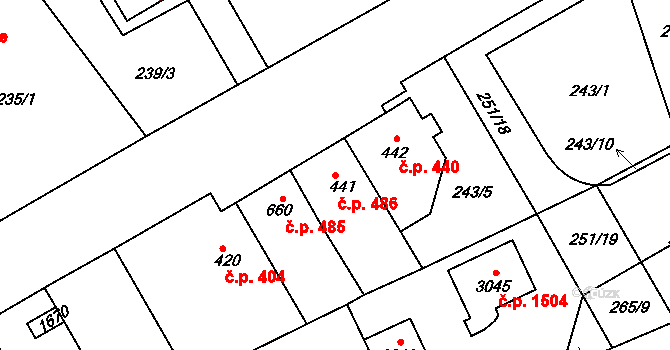 Neratovice 486 na parcele st. 441 v KÚ Neratovice, Katastrální mapa