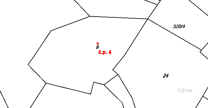 Machovská Lhota 4, Machov na parcele st. 9 v KÚ Machovská Lhota, Katastrální mapa