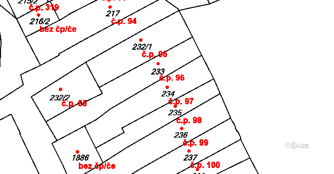 Broumov 97 na parcele st. 234 v KÚ Broumov, Katastrální mapa