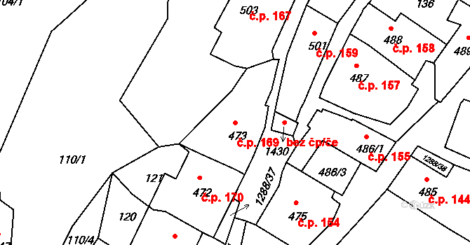 Plešivec 169, Český Krumlov na parcele st. 473 v KÚ Český Krumlov, Katastrální mapa