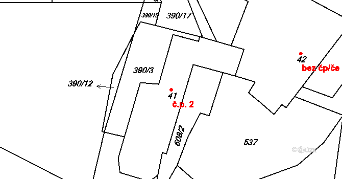 Mysletín 2 na parcele st. 41 v KÚ Mysletín, Katastrální mapa
