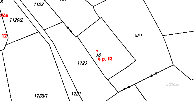 Žebrákov 13, Světlá nad Sázavou na parcele st. 16 v KÚ Žebrákov u Světlé nad Sázavou, Katastrální mapa