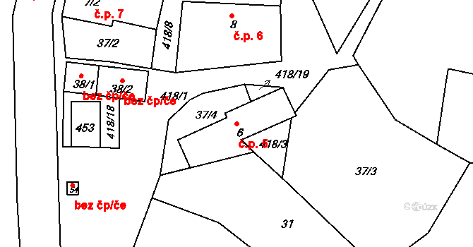 Vrbka 5, Kozlov na parcele st. 6 v KÚ Vrbka u Ledče nad Sázavou, Katastrální mapa