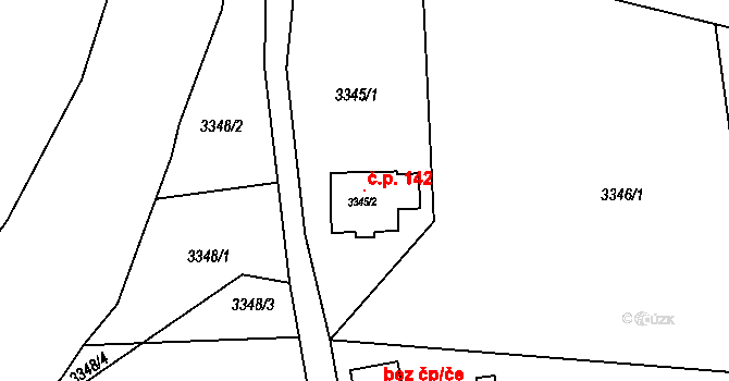 Heřmanice 142, Nová Paka na parcele st. 3345/2 v KÚ Heřmanice u Nové Paky, Katastrální mapa