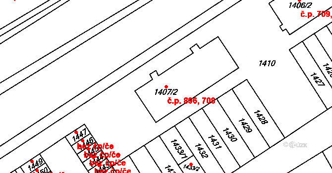 Pohořelice 708,896 na parcele st. 1407/2 v KÚ Pohořelice nad Jihlavou, Katastrální mapa