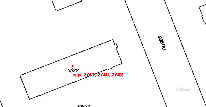 Kroměříž 2740,2741,2742 na parcele st. 3022 v KÚ Kroměříž, Katastrální mapa