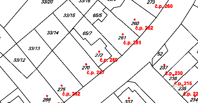 Přerov II-Předmostí 259, Přerov na parcele st. 272 v KÚ Předmostí, Katastrální mapa