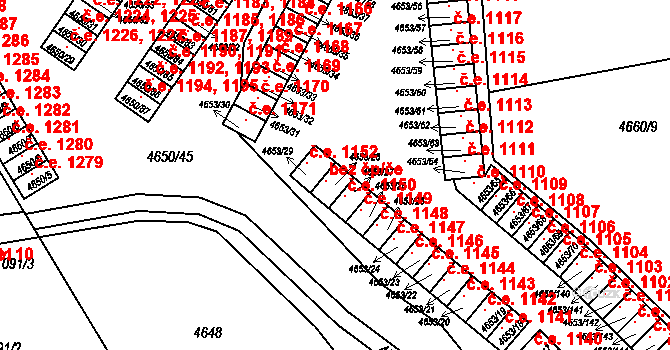 Jihlava 1151 na parcele st. 4653/28 v KÚ Jihlava, Katastrální mapa