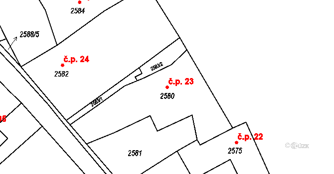 Staré Splavy 23, Doksy na parcele st. 2580 v KÚ Doksy u Máchova jezera, Katastrální mapa