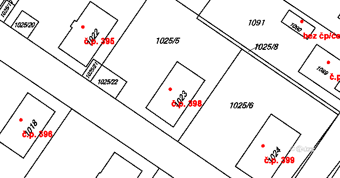 Horní Těrlicko 398, Těrlicko na parcele st. 1023 v KÚ Horní Těrlicko, Katastrální mapa
