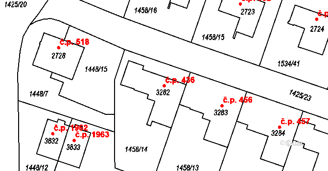 Šumperk 436 na parcele st. 3282 v KÚ Šumperk, Katastrální mapa