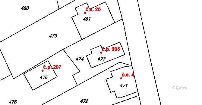Ludvíkov pod Smrkem 205, Nové Město pod Smrkem na parcele st. 473 v KÚ Ludvíkov pod Smrkem, Katastrální mapa