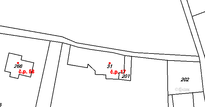 Horní Štěpanice 17, Benecko na parcele st. 31 v KÚ Horní Štěpanice, Katastrální mapa