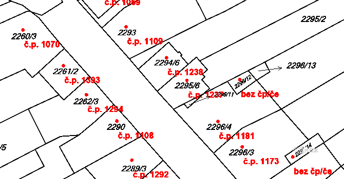 Mikulov 1237 na parcele st. 2295/6 v KÚ Mikulov na Moravě, Katastrální mapa