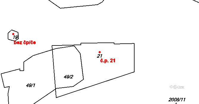 Láz 21, Kladruby na parcele st. 21 v KÚ Láz u Kladrub, Katastrální mapa