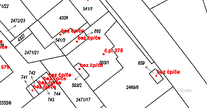 Kardašova Řečice 375 na parcele st. 503/1 v KÚ Kardašova Řečice, Katastrální mapa