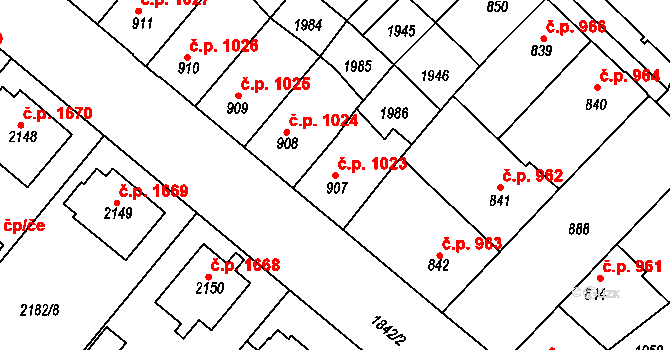 Předměstí 1023, Svitavy na parcele st. 907 v KÚ Svitavy-předměstí, Katastrální mapa
