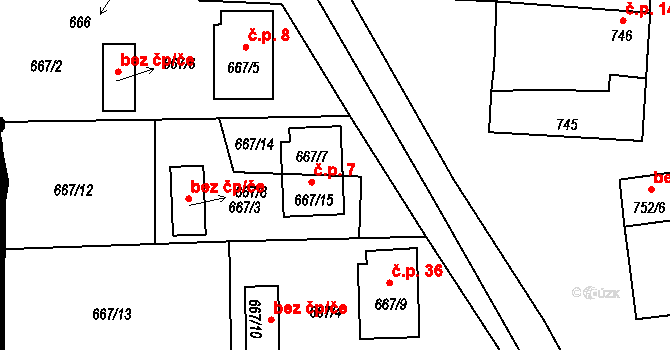 Novosedly 7, Dívčice na parcele st. 667/7 v KÚ Dívčice, Katastrální mapa
