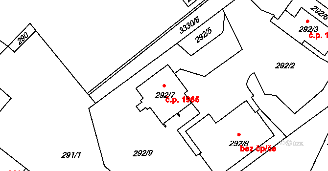 Pelhřimov 1965 na parcele st. 292/7 v KÚ Pelhřimov, Katastrální mapa