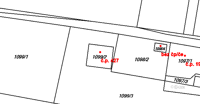 Řepiště 427 na parcele st. 1099/2 v KÚ Řepiště, Katastrální mapa