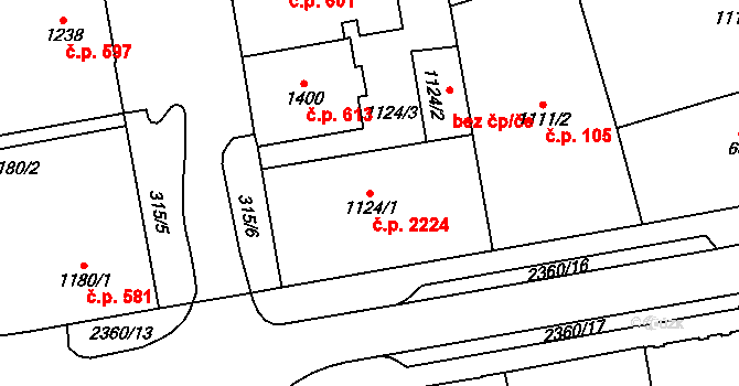 Cheb 2224 na parcele st. 1124/1 v KÚ Cheb, Katastrální mapa