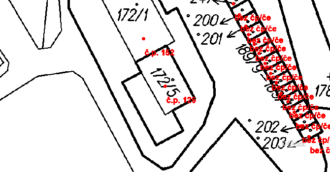 Hory 126, Oloví na parcele st. 172/5 v KÚ Hory u Oloví, Katastrální mapa