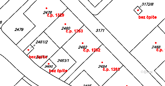 Nusle 1262, Praha na parcele st. 2482 v KÚ Nusle, Katastrální mapa