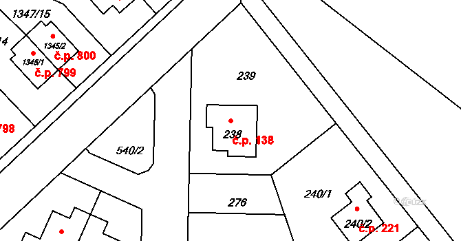 Sedlec 138, Praha na parcele st. 238 v KÚ Sedlec, Katastrální mapa
