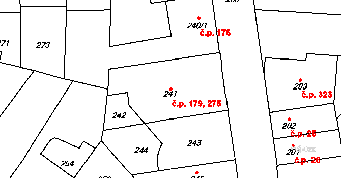 Vršovice 179,275, Praha na parcele st. 241 v KÚ Vršovice, Katastrální mapa