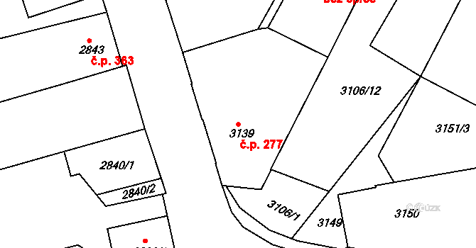 Příbram I 277, Příbram na parcele st. 3139 v KÚ Příbram, Katastrální mapa