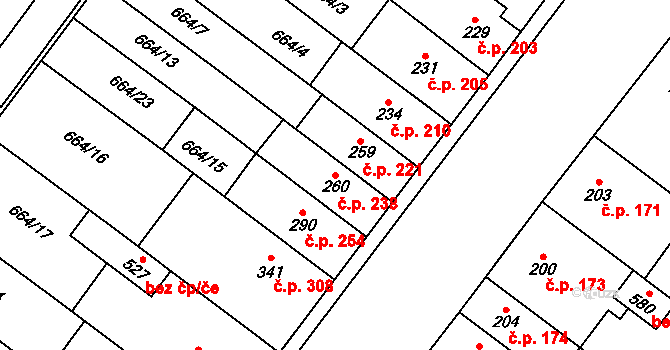 Držovice 238 na parcele st. 260 v KÚ Držovice na Moravě, Katastrální mapa