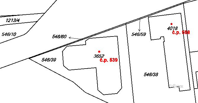 Holínské Předměstí 539, Jičín na parcele st. 3652 v KÚ Jičín, Katastrální mapa