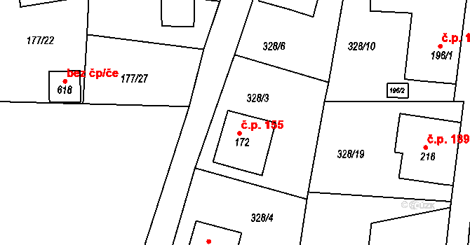 Dolní Poustevna 155 na parcele st. 172 v KÚ Dolní Poustevna, Katastrální mapa