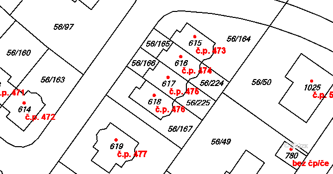 Hovorčovice 475 na parcele st. 617 v KÚ Hovorčovice, Katastrální mapa