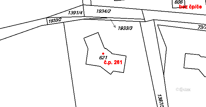 Dolní Libchavy 261, Libchavy na parcele st. 621 v KÚ Dolní Libchavy, Katastrální mapa