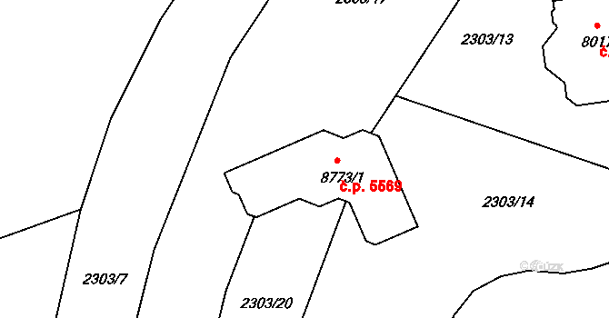 Zlín 5569 na parcele st. 8773/1 v KÚ Zlín, Katastrální mapa