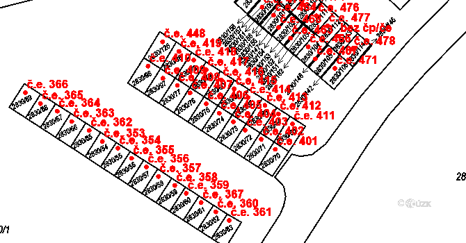 Rumburk 1 404, Rumburk na parcele st. 2830/73 v KÚ Rumburk, Katastrální mapa